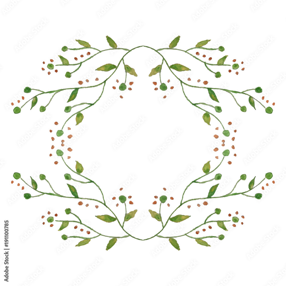 Obraz premium Watercolor Beautiful wreath. Elegant floral collection with isolated leaves and flowers, hand drawn. Design for invitation, wedding or greeting cards