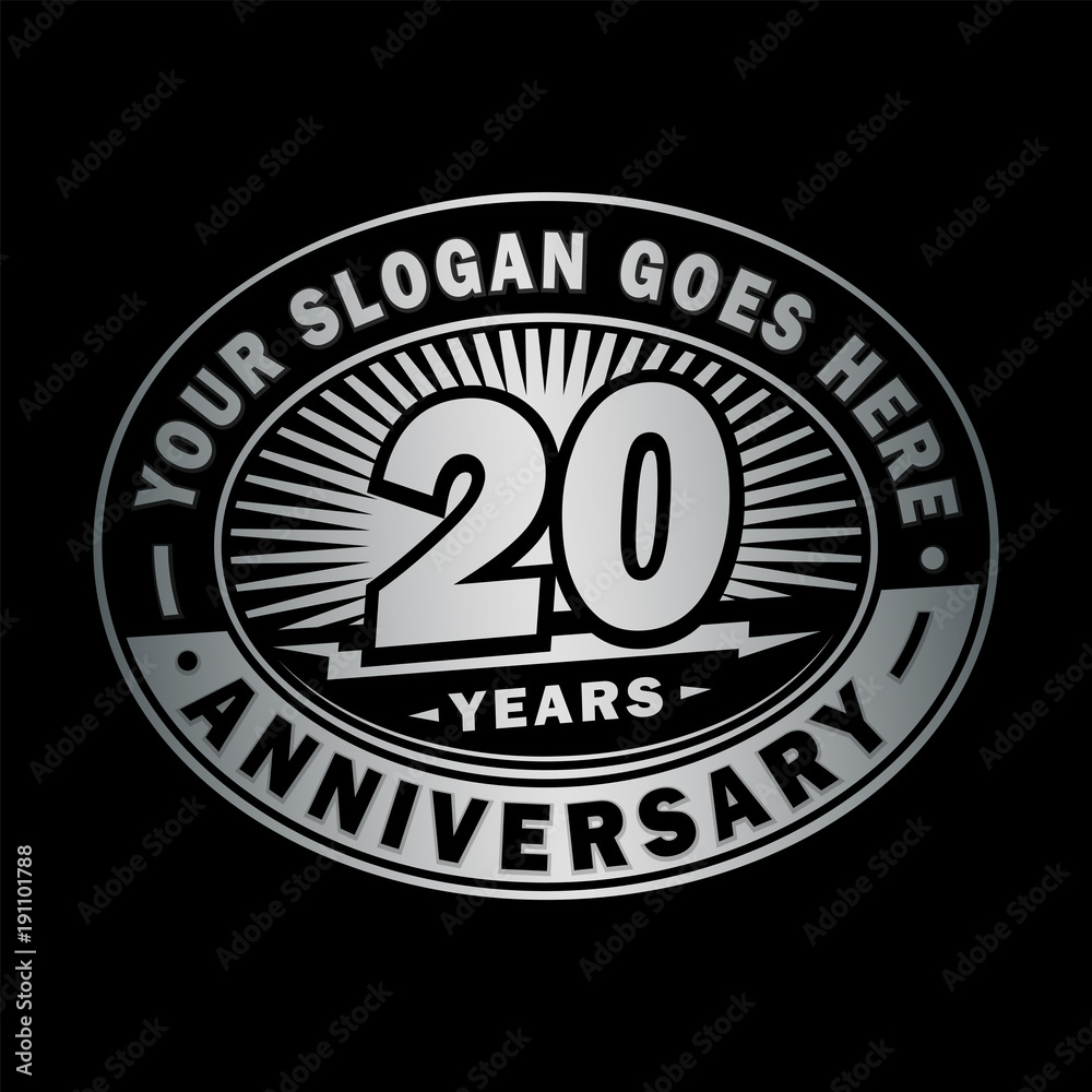 20 years anniversary design template. Vector and illustration. 20th logo.

