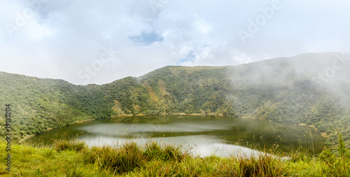 Lake inside Bisoke volcano crater, Virunga volcano national park, Rwanda