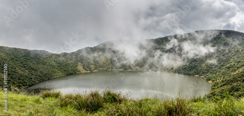Lake inside Bisoke volcano crater, Virunga volcano national park, Rwanda