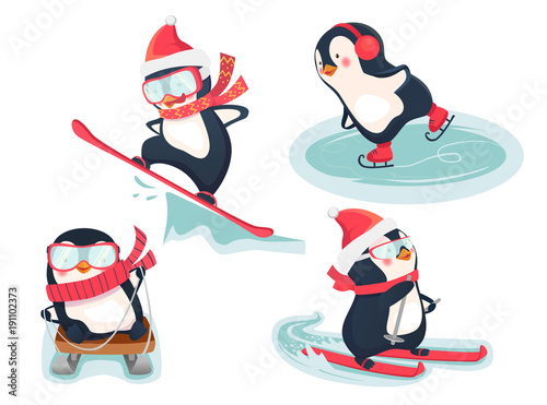 active penguins in winter