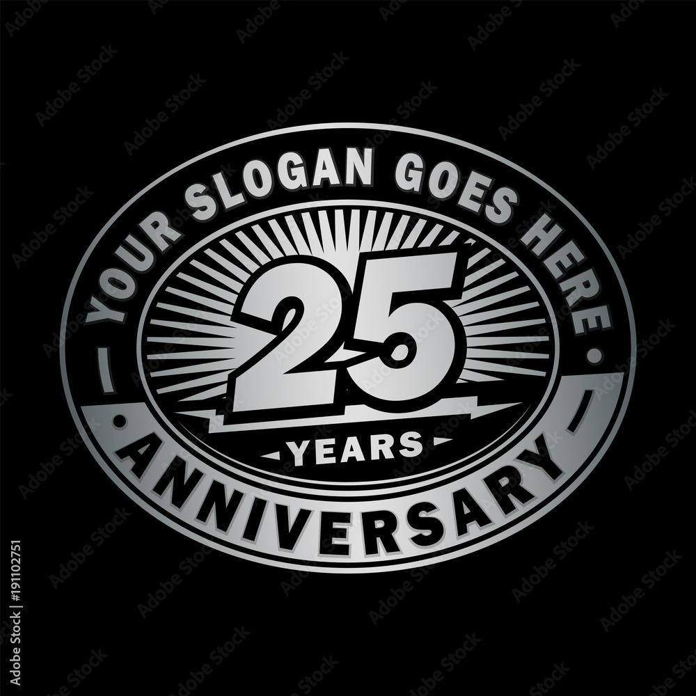 25 years anniversary design template. Vector and illustration. 25th logo.

