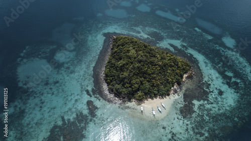 High angle scenic view of island amidst sea photo
