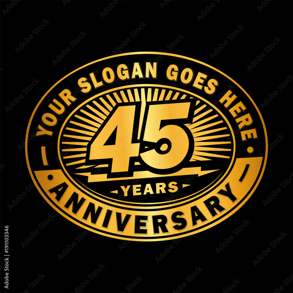 45 years anniversary design template. Vector and illustration. 45th logo.

