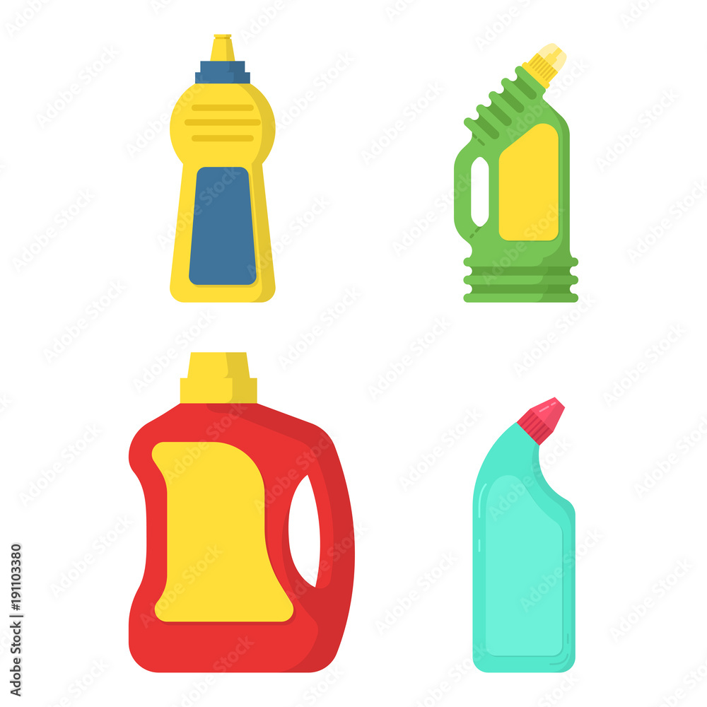Set icon bottle detergent and washing cleaner Set icon bottle detergent and washing cleaner