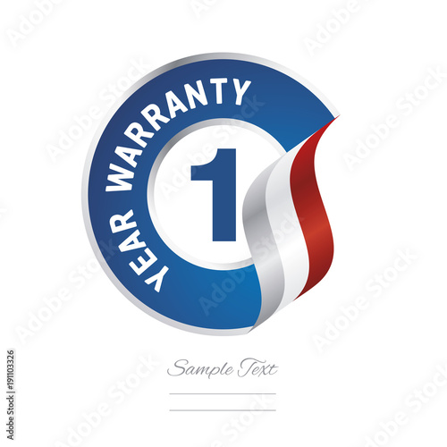 1 Year Warranty blue icon stamp vector