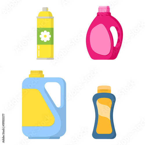 Set icon bottle detergent, cleaner and spray