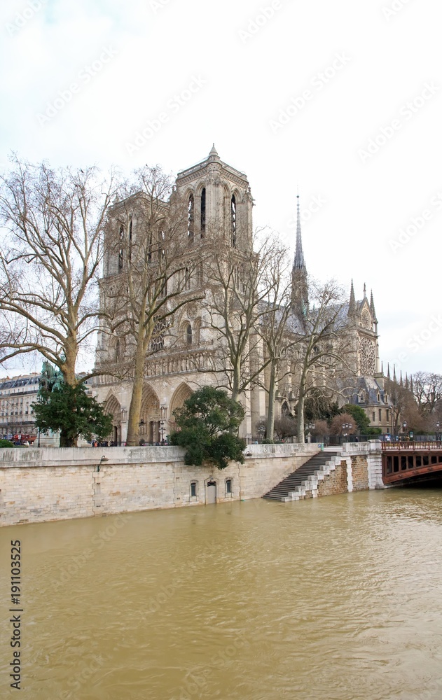 Crue de la Seine, Paris (France). Inondations Paris hiver 2018. 