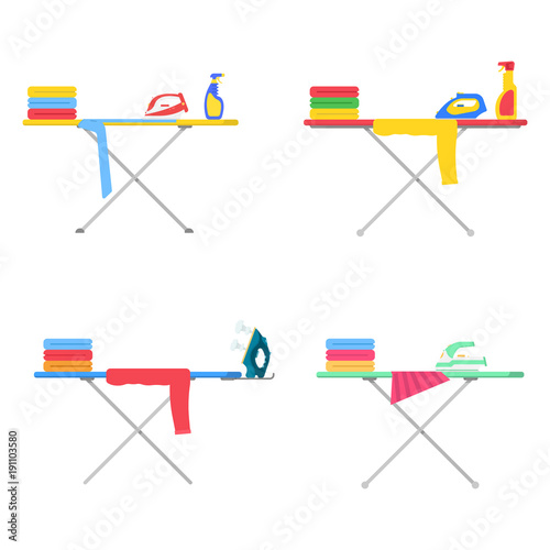 Set ironing Board with clothes, iron and spray water