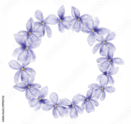 Viola odorata flower wreath  watercolor