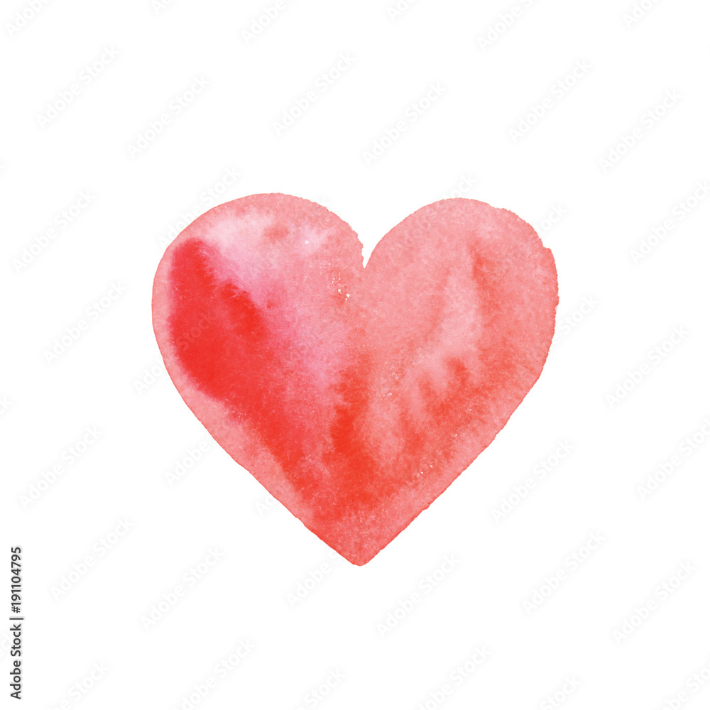 Illustration of heart. Watercolor heart.