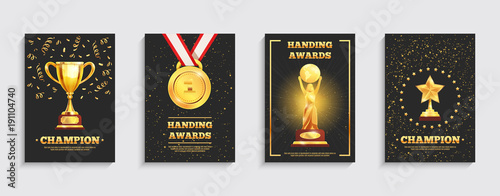 Award Gold Trophy Posters Set  photo