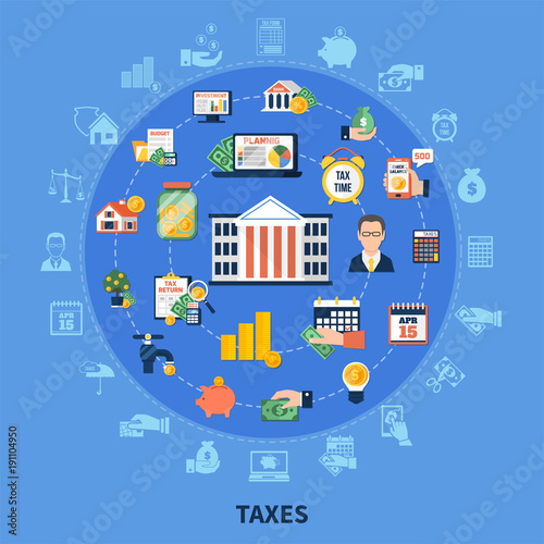 Taxes Round Composition © Macrovector
