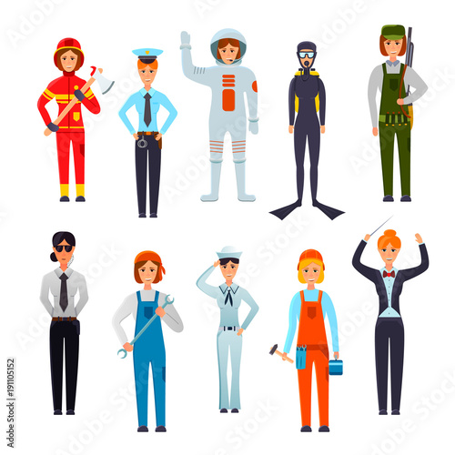 Women Professions Flat Characters Set 