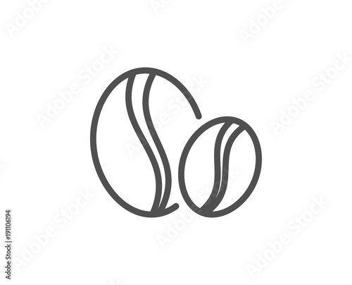 Coffee beans line icon. Hot drink sign. Whole bean beverage symbol. Quality design element. Editable stroke. Vector