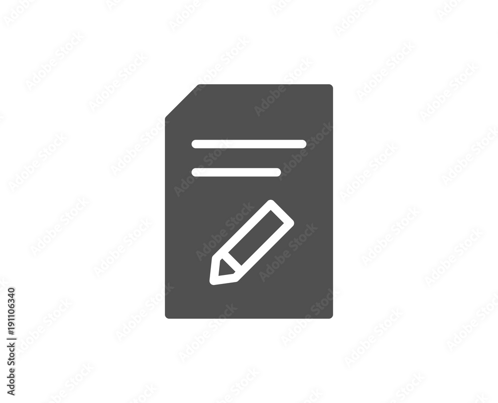 Edit Document simple icon. Information File sign. Paper page with pencil concept symbol. Quality design elements. Classic style. Vector Edit Document simple icon. Information File sign. Paper page with pencil concept symbol. Quality design elements. Classic style. Vector