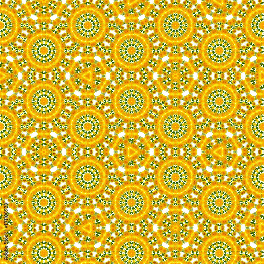 Obraz premium Decorative Floral Geometric Yellow Pattern Background