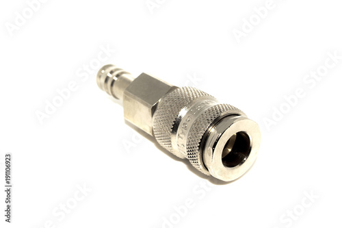 Isolated compressed air connection plug on white background