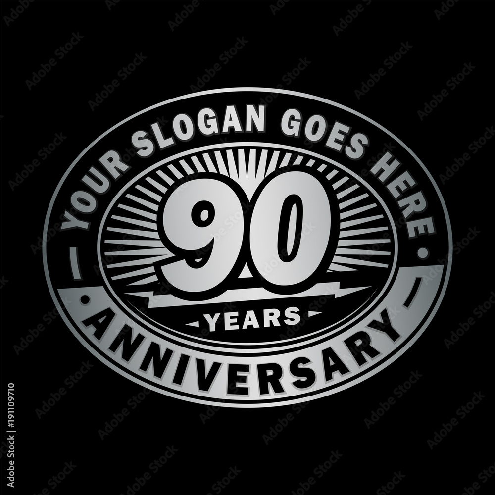 90 years anniversary design template. Vector and illustration. 90th logo. 
