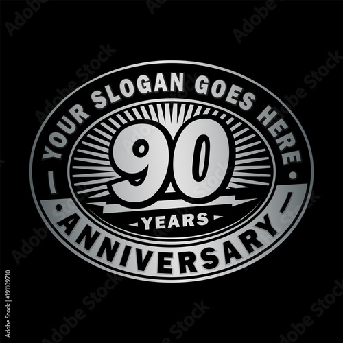 90 years anniversary design template. Vector and illustration. 90th logo. 
