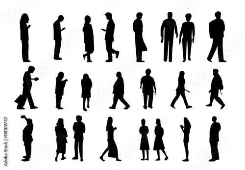 Set of people in silhouette style, vector design