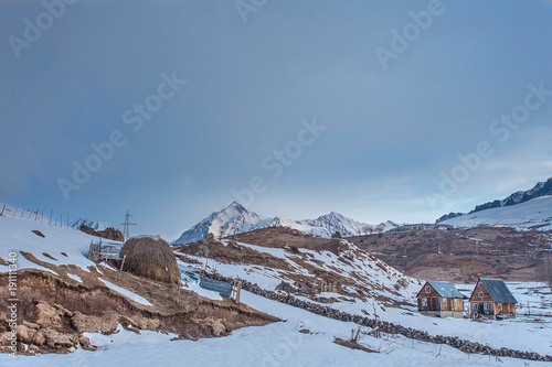 The village on the Kaukaz mountains at winter time, Gerogia