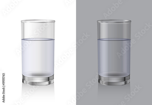 Glasses for drinks. Glassware Set. Realistic   glass of crystal clean water.