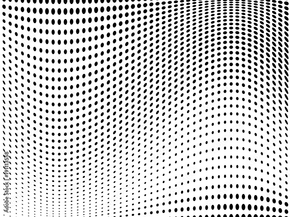 Abstract monochrome halftone pattern. Futuristic panel. Gunge dotted backdrop with circles, dots, point. 