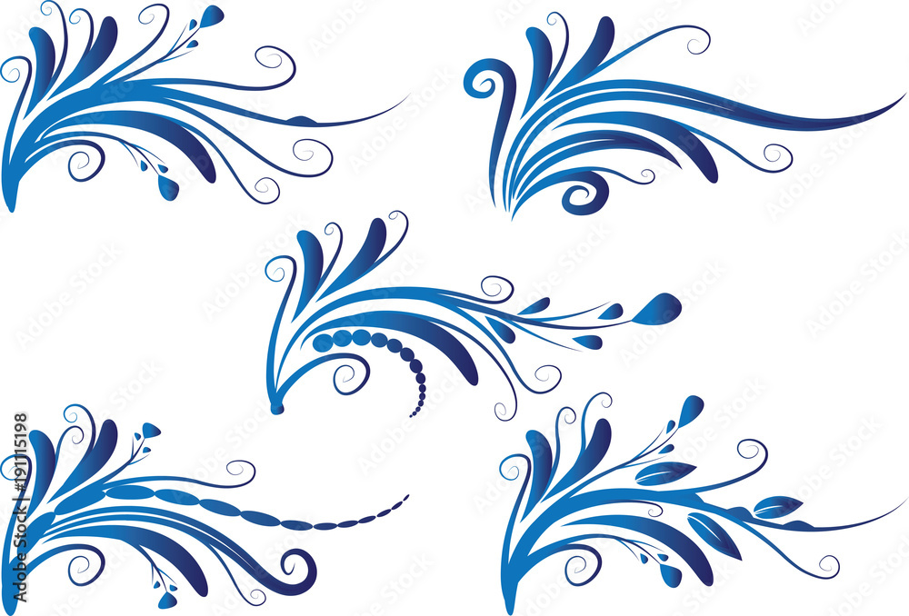 Calligraphic decorative elements with lines Calligraphic decorative elements with lines