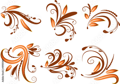 Calligraphic decorative elements with lines