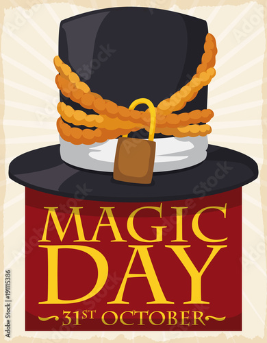 Chained Hat Commemorating Escapist Tricks in Magic Day, Vector Illustration