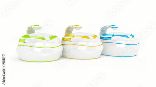 Stylish white background, original design multicooker. 3d illustration, 3d rendering. photo