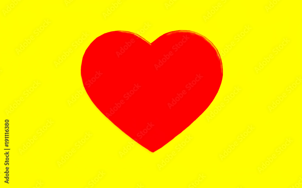 ハートマークのバリエーション　赤いハート　黄色背景
