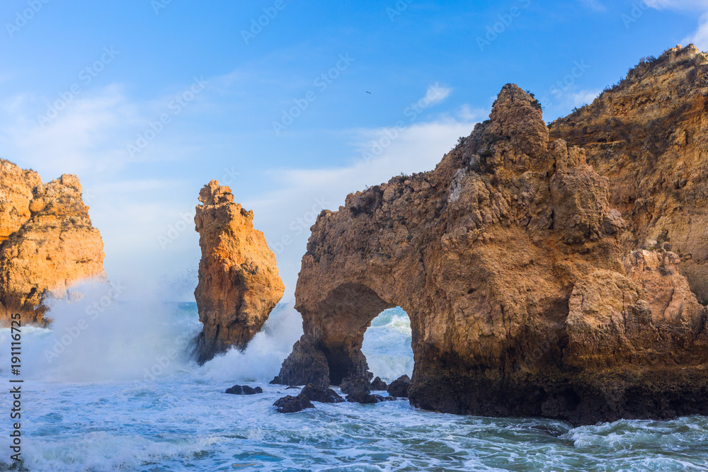 Fototapeta premium Rocky cliffs of Ponta da Piedade at Lagos, Portugal