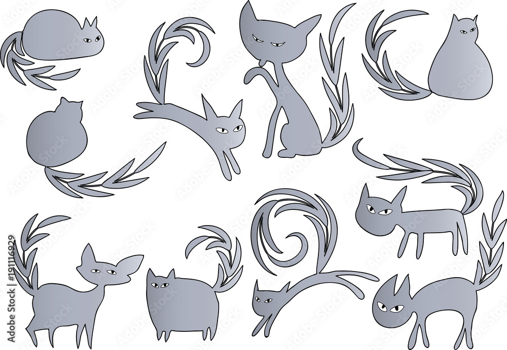 Obraz premium cat icon set