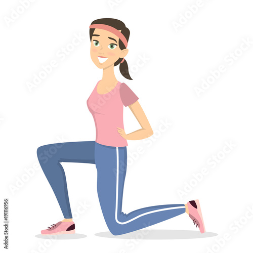 Woman doing lunges.