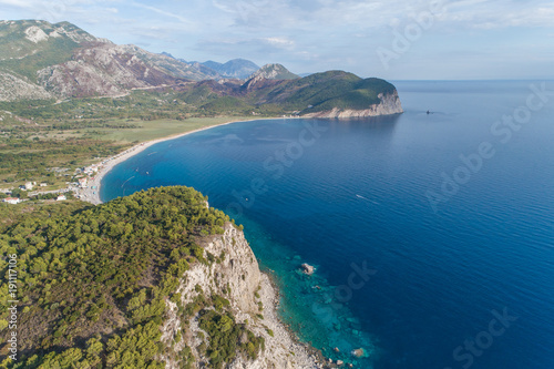Aerial view of Buljarica and Lucice Beach. Montenegro. © alexkazachok
