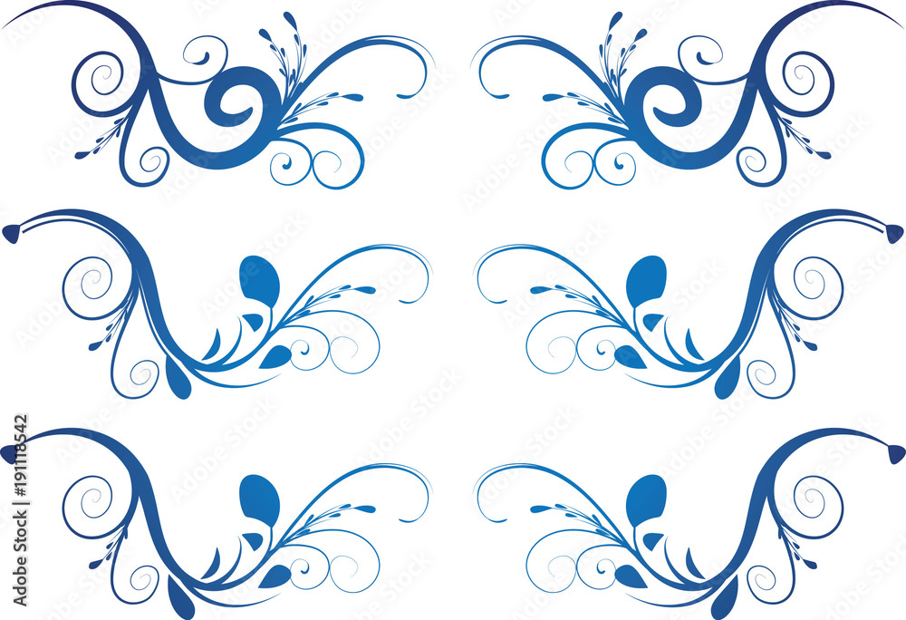 Calligraphic decorative elements with lines Calligraphic decorative elements with lines