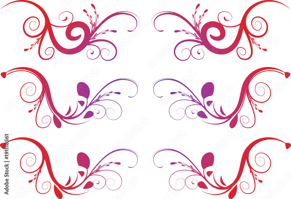 Calligraphic decorative elements with lines Calligraphic decorative elements with lines