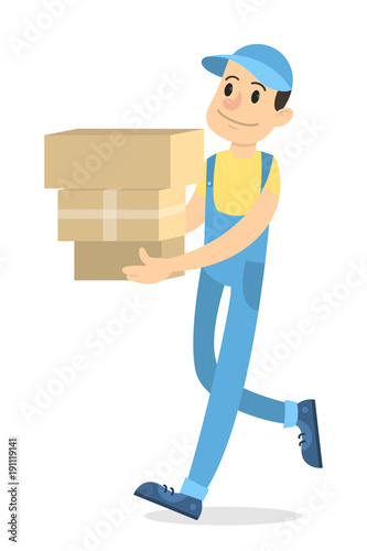 Delivery man with boxes.