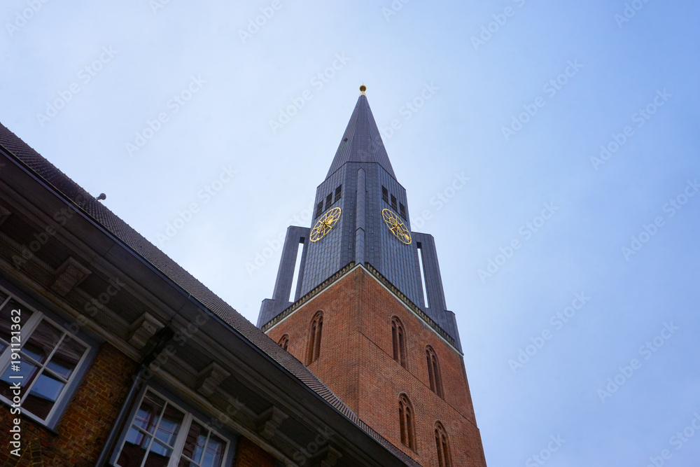 Church of St. Jacobi in Hamburg on a cloudy day