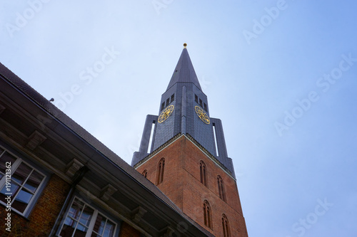 Church of St. Jacobi in Hamburg on a cloudy day photo