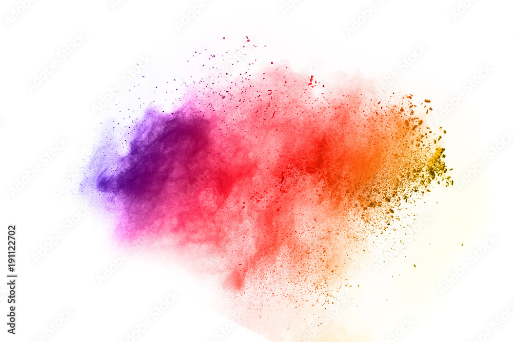 Launched colorful dust, isolated on white background. Launched colorful dust, isolated on white background.