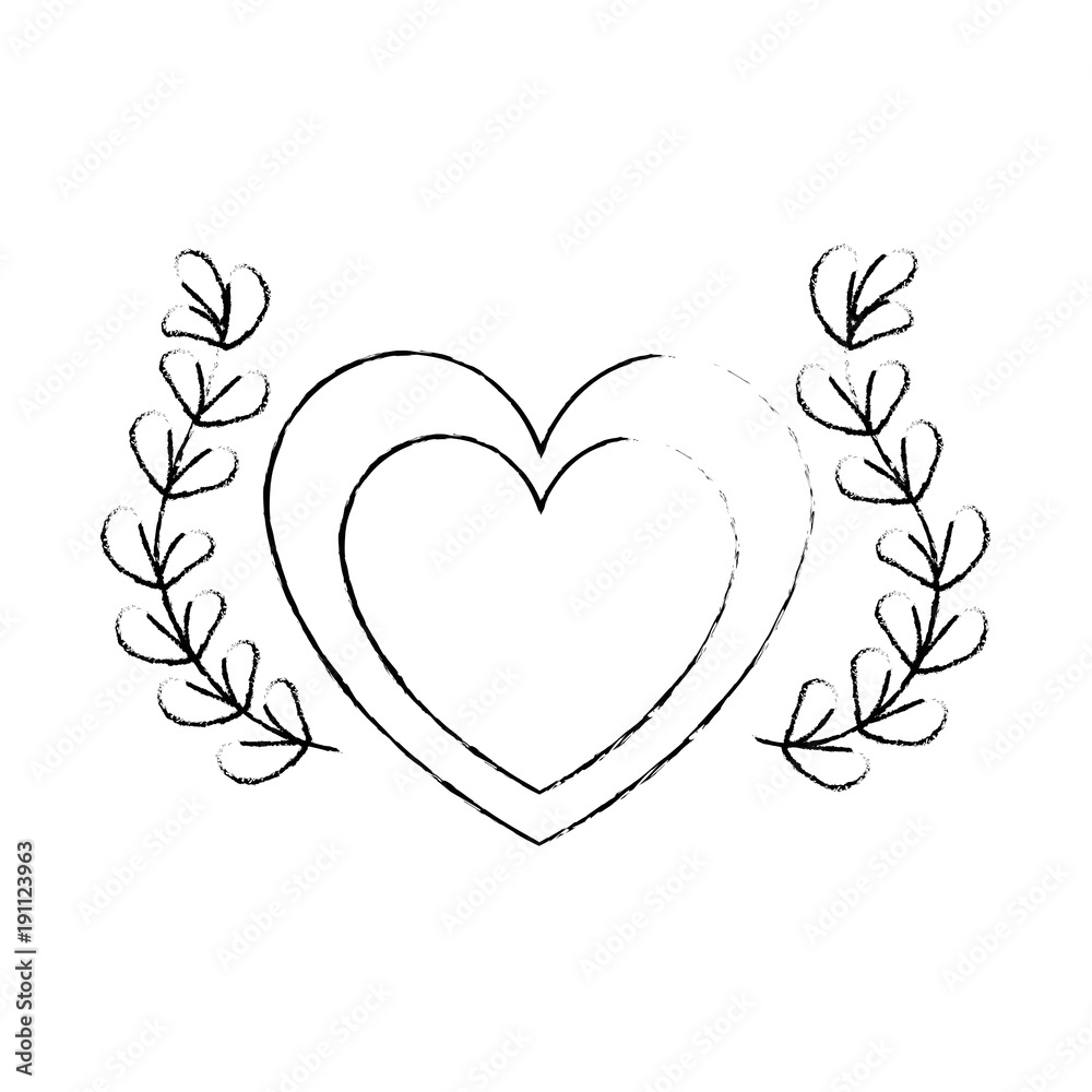 heart love with wreath vector illustration design heart love with wreath vector illustration design