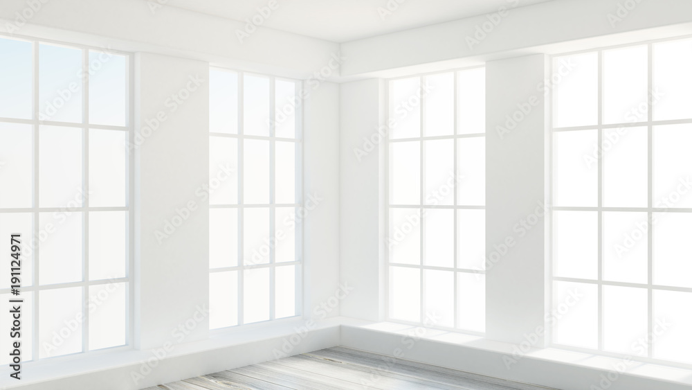 Obraz premium White interior room. 3d illustration, 3d rendering.