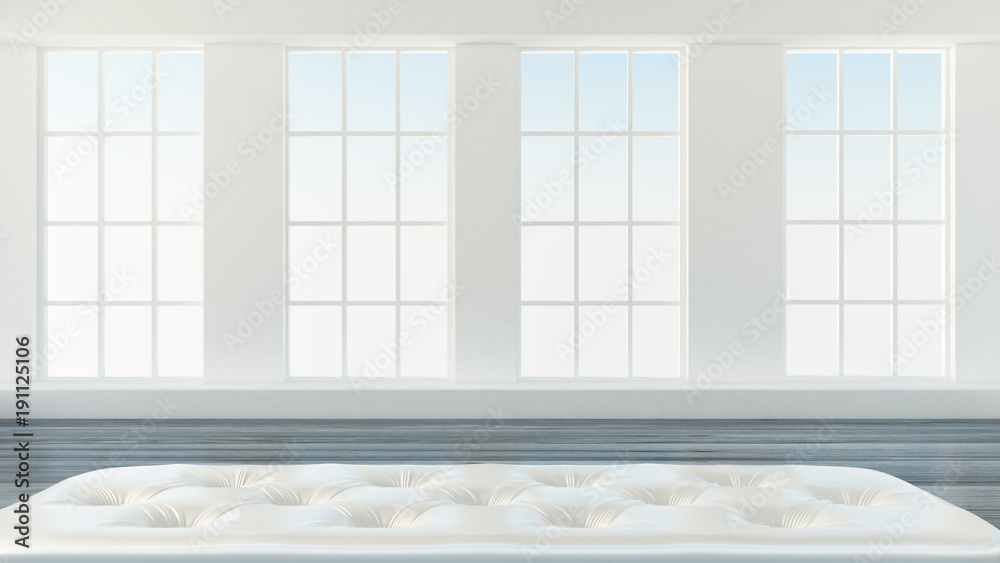 Naklejka premium White interior room. 3d illustration, 3d rendering.