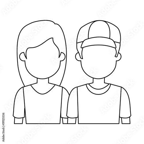 lovers couple avatars characters vector illustration design