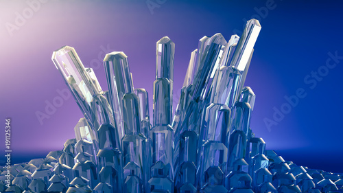 Beautiful background with crystals. 3d illustration, 3d rendering.