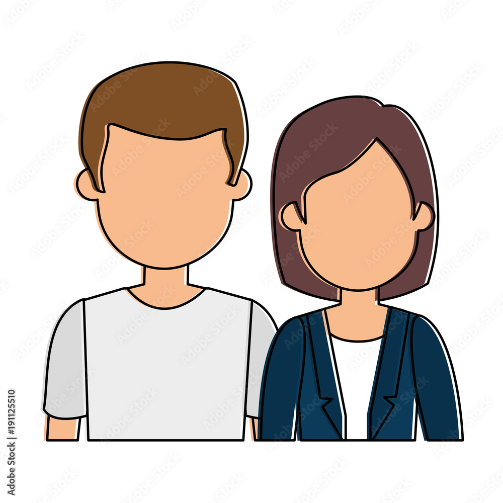 lovers couple avatars characters vector illustration design