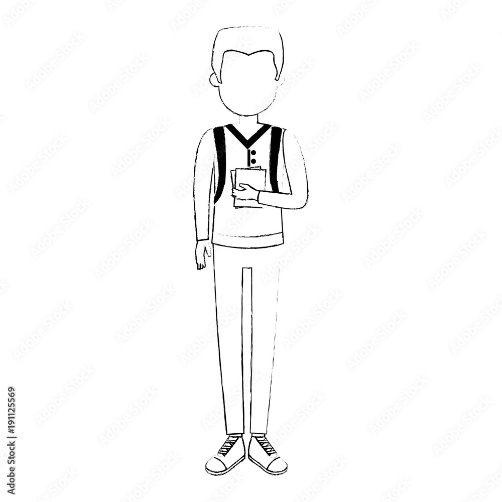 young man with school bag avatar character vector illustration design young man with school bag avatar character vector illustration design